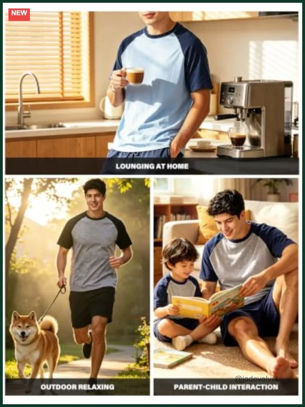Men's Cotton Blend Pajama Set Short Sleeve with Pockets